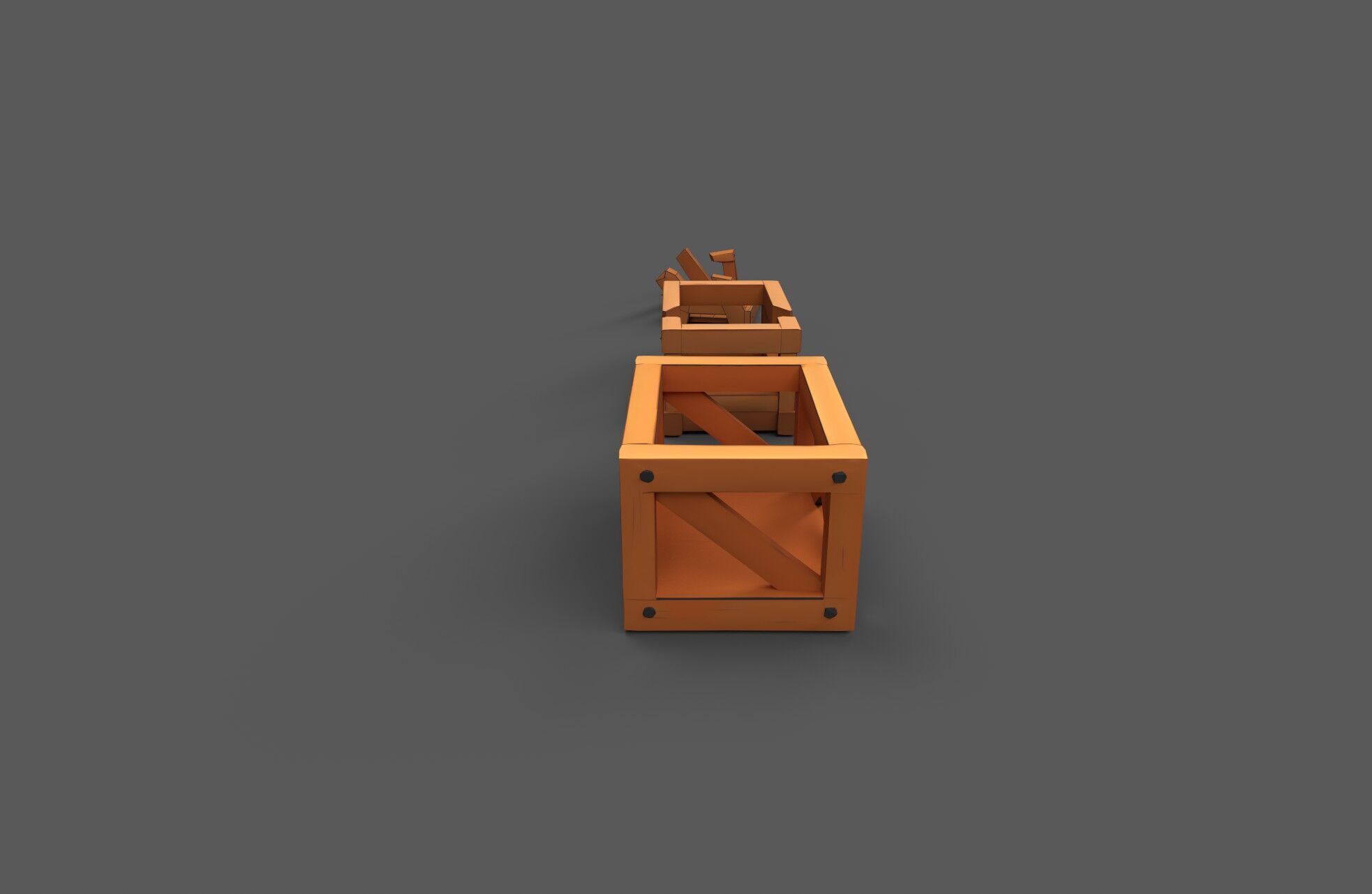 Modular Low Poly Wooden Crate Set Low-poly 3D model_11