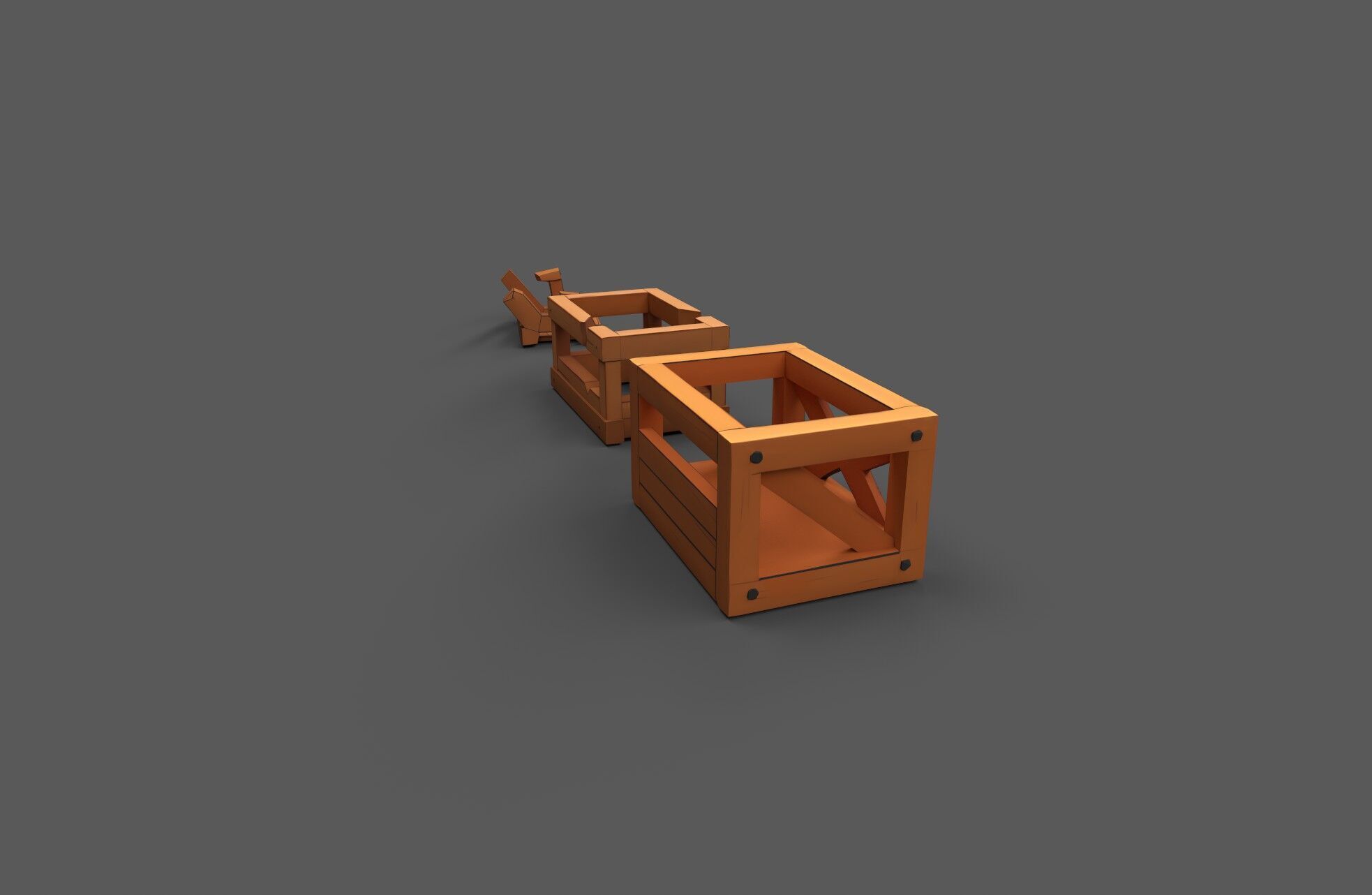 Modular Low Poly Wooden Crate Set Low-poly 3D model_10