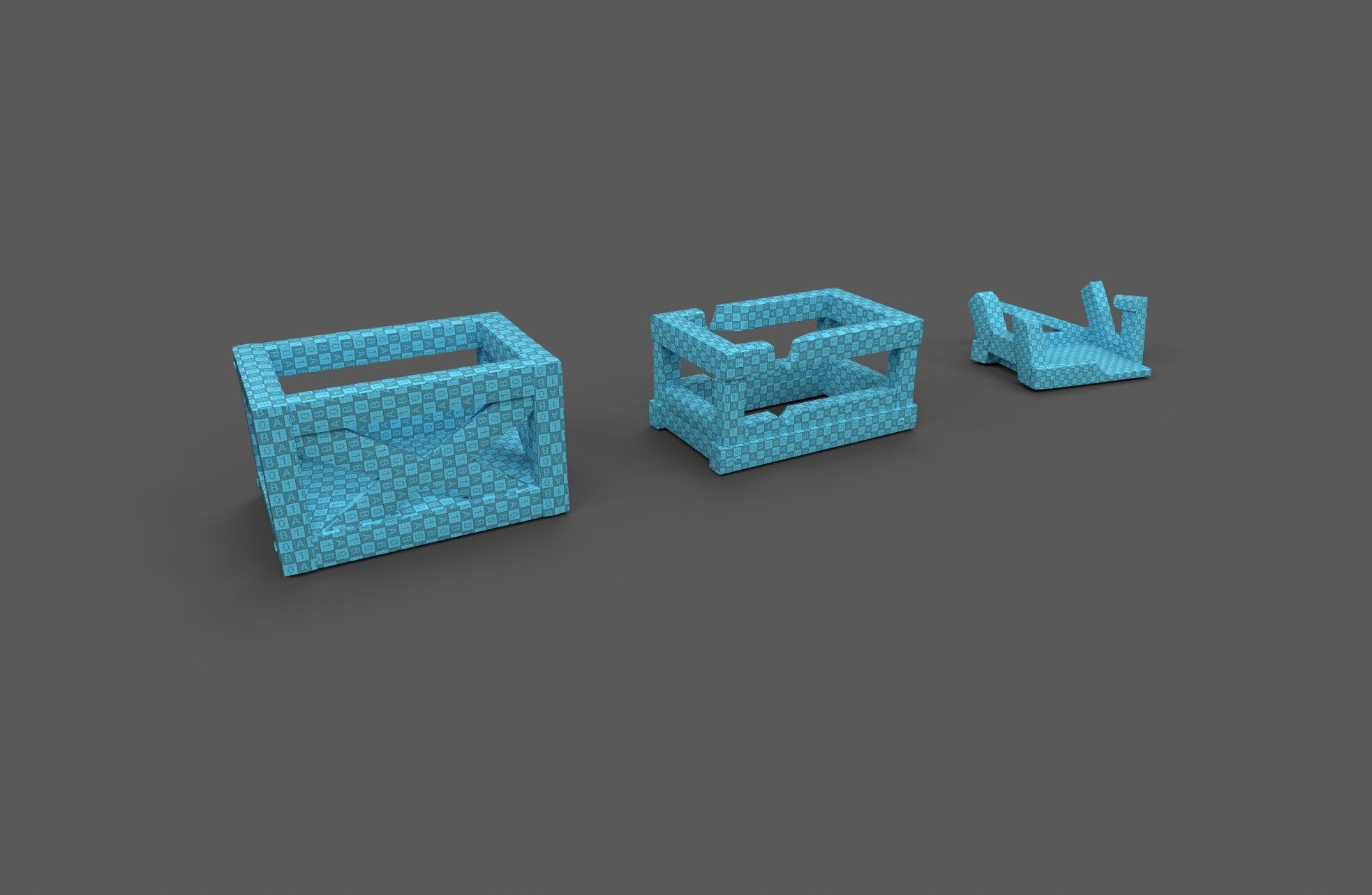 Modular Low Poly Wooden Crate Set Low-poly 3D model_22