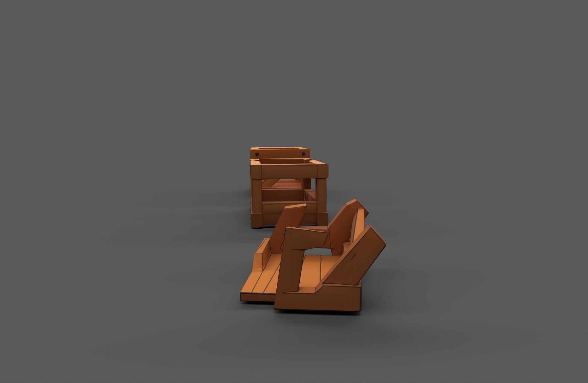 Modular Low Poly Wooden Crate Set Low-poly 3D model_31