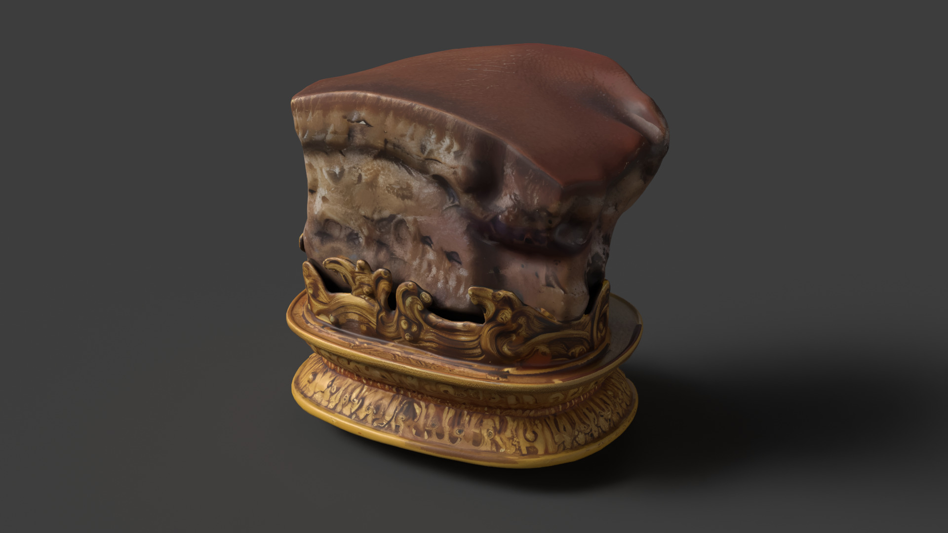 Chinese meat shape stone figure  Low-poly 3D model_2