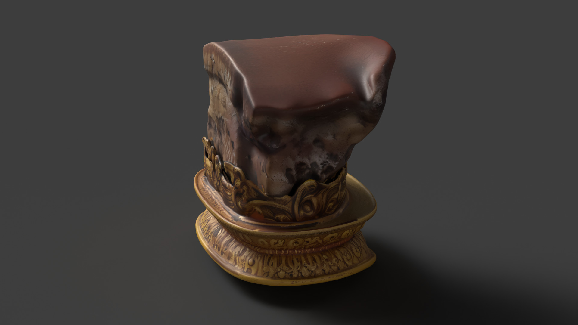 Chinese meat shape stone figure  Low-poly 3D model_3