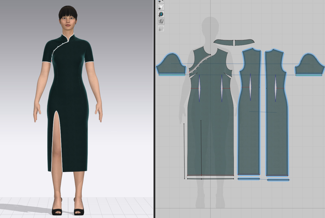 Female Cheongsam 3D model_1