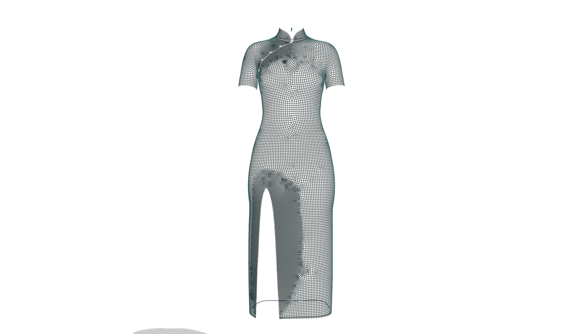 Female Cheongsam 3D model_3