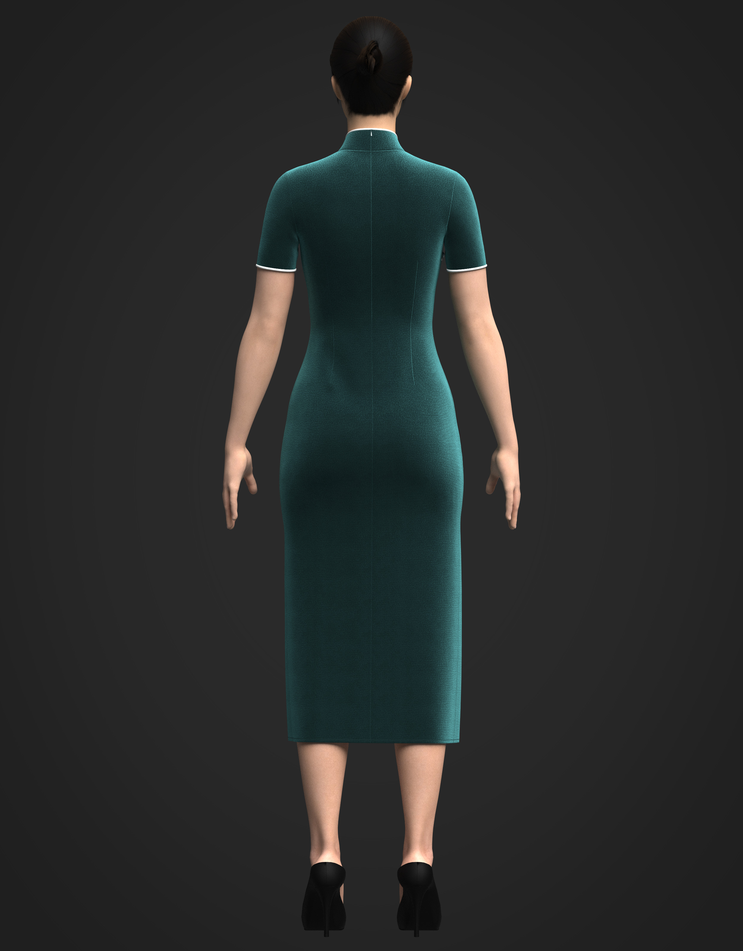 Female Cheongsam 3D model_8