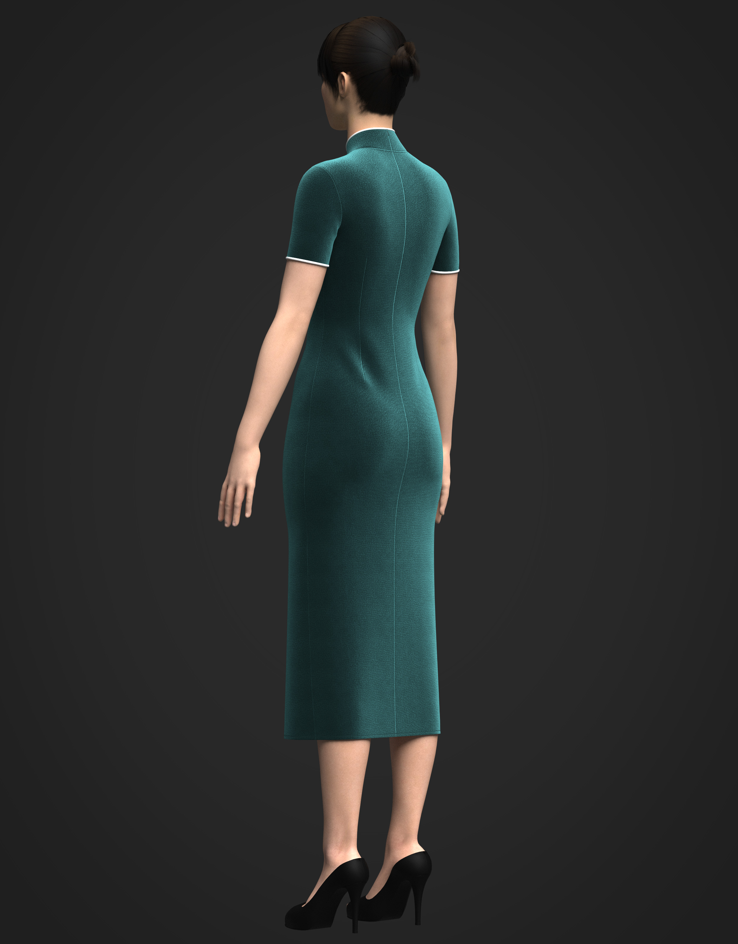 Female Cheongsam 3D model_9