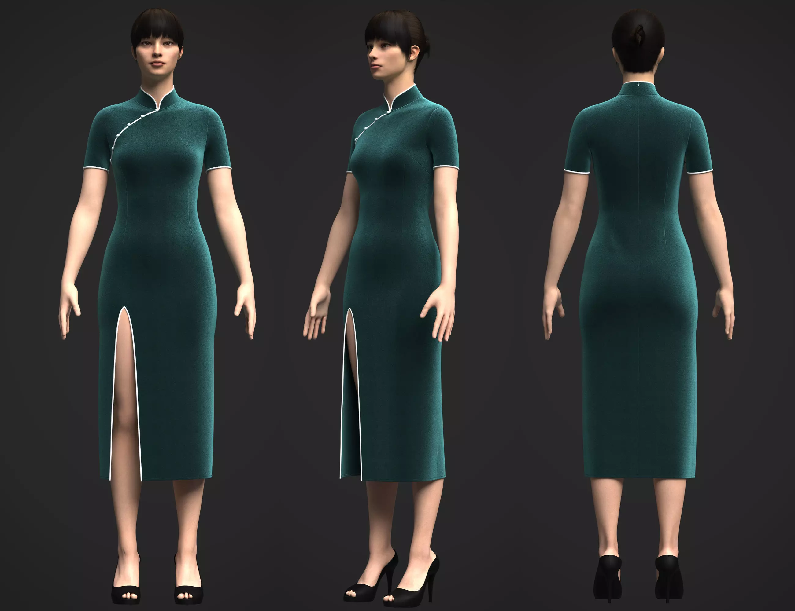 Female Cheongsam 3D model_0