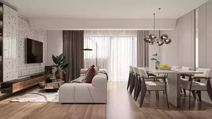 INTERIOR VISUALIZATION 2D FLOOR PLAN LIVING ROOM SCENE 3D model