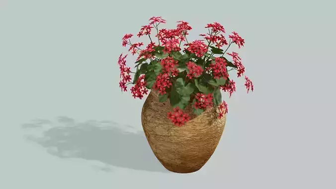 Stone Planter Tob With Flower Plant 3D Model Low-poly 3D model