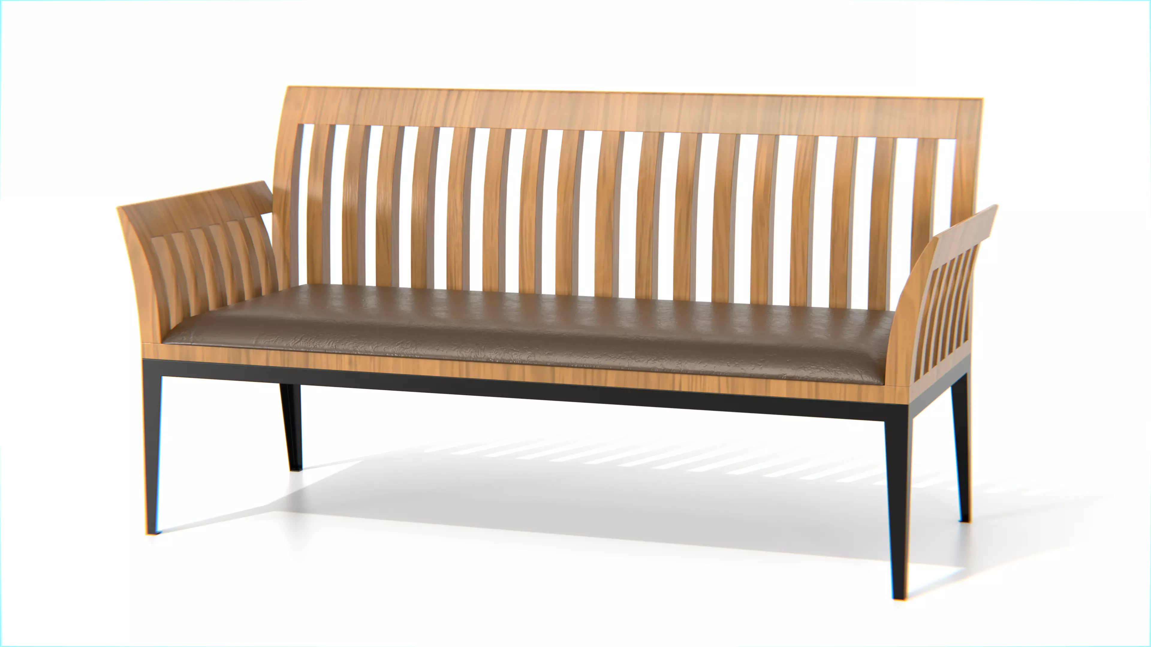 Wooden Bench Low-poly 3D model_0