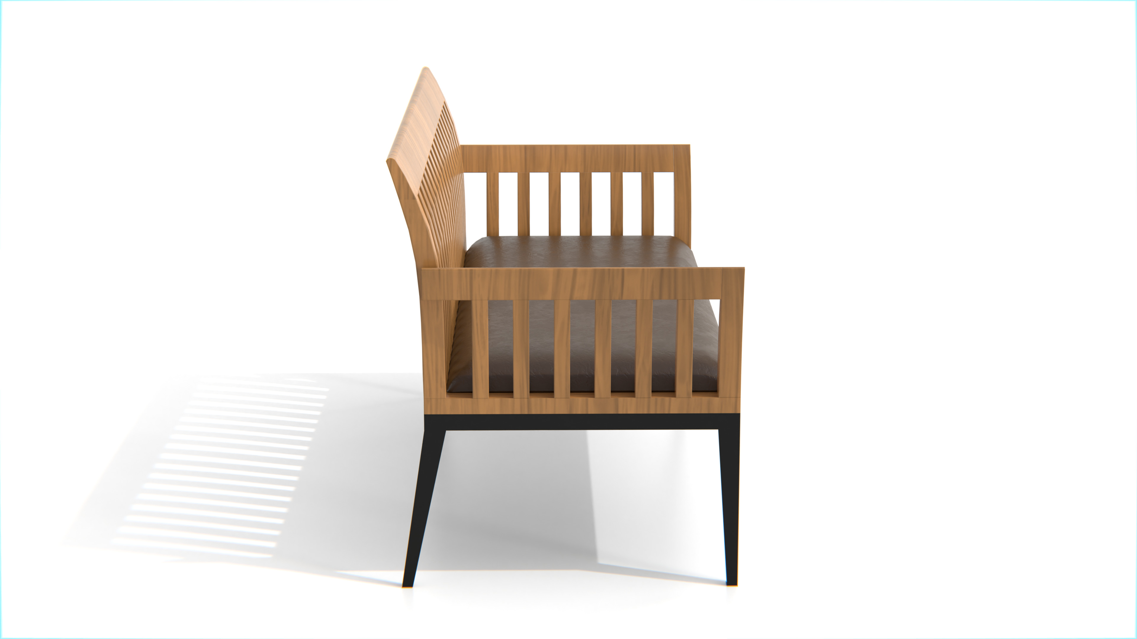 Wooden Bench Low-poly 3D model_4