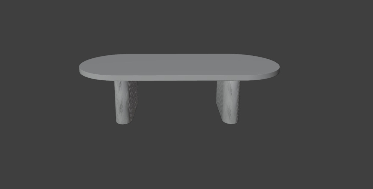 Wooden Wide Table 3D model_4