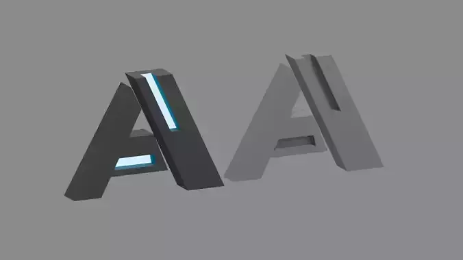 Cyberpunk 3D Alphabet Vol 01 Free Free low-poly 3D model