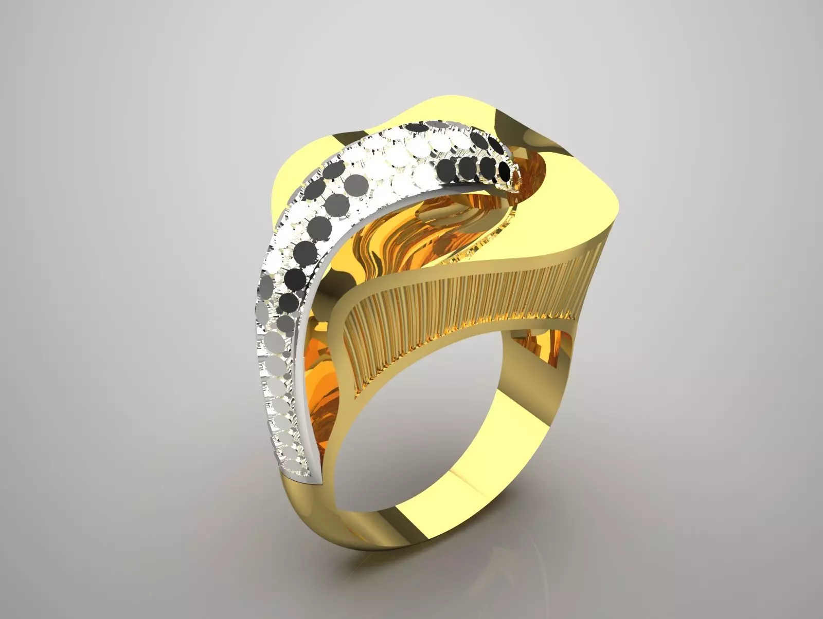Luxury two-tone ring with lotus flower design model gr0107 3D print model