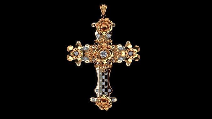 Eternal Bloom Gold Cross  3D print model