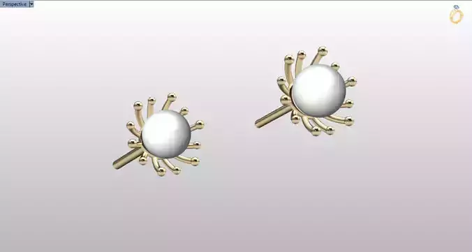 cute pearl flower earrings set 3D print model