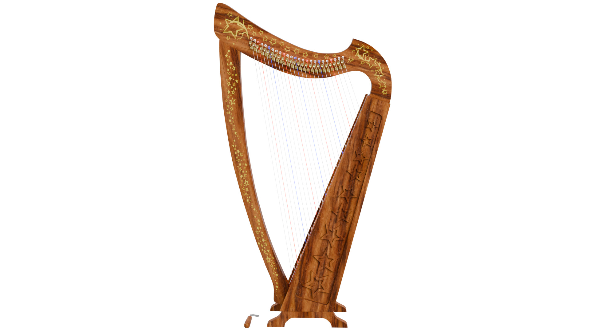 Celtic harp 3D model_1