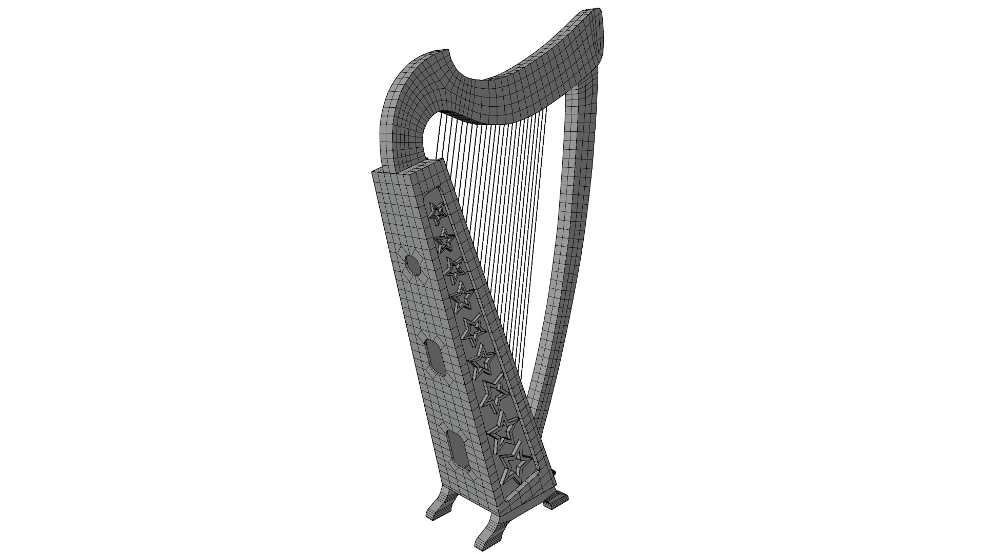 Celtic harp 3D model_13