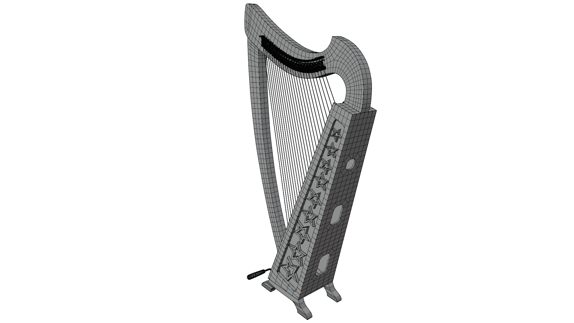Celtic harp 3D model_11