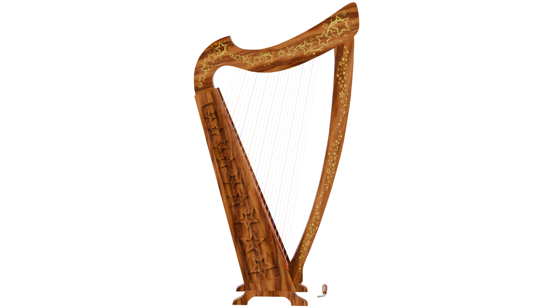 Celtic harp 3D model_5