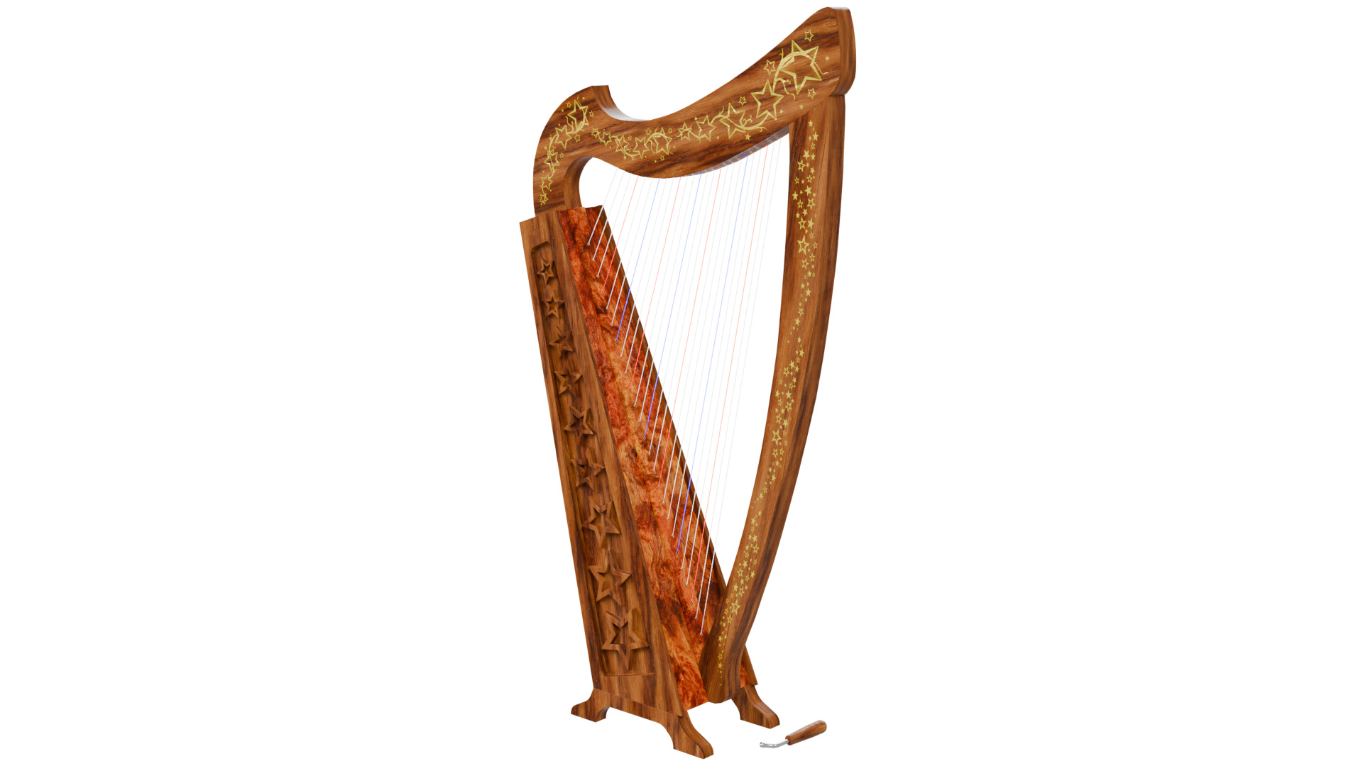 Celtic harp 3D model_6