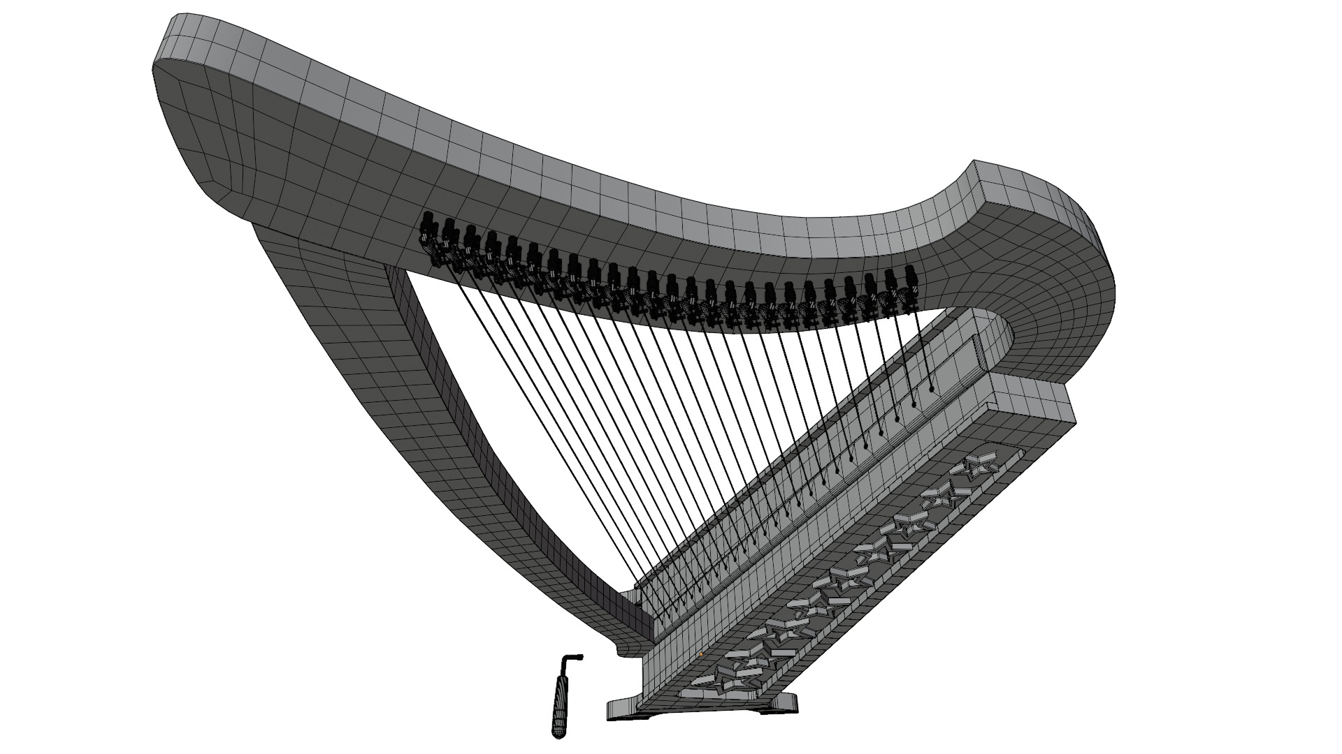 Celtic harp 3D model_17
