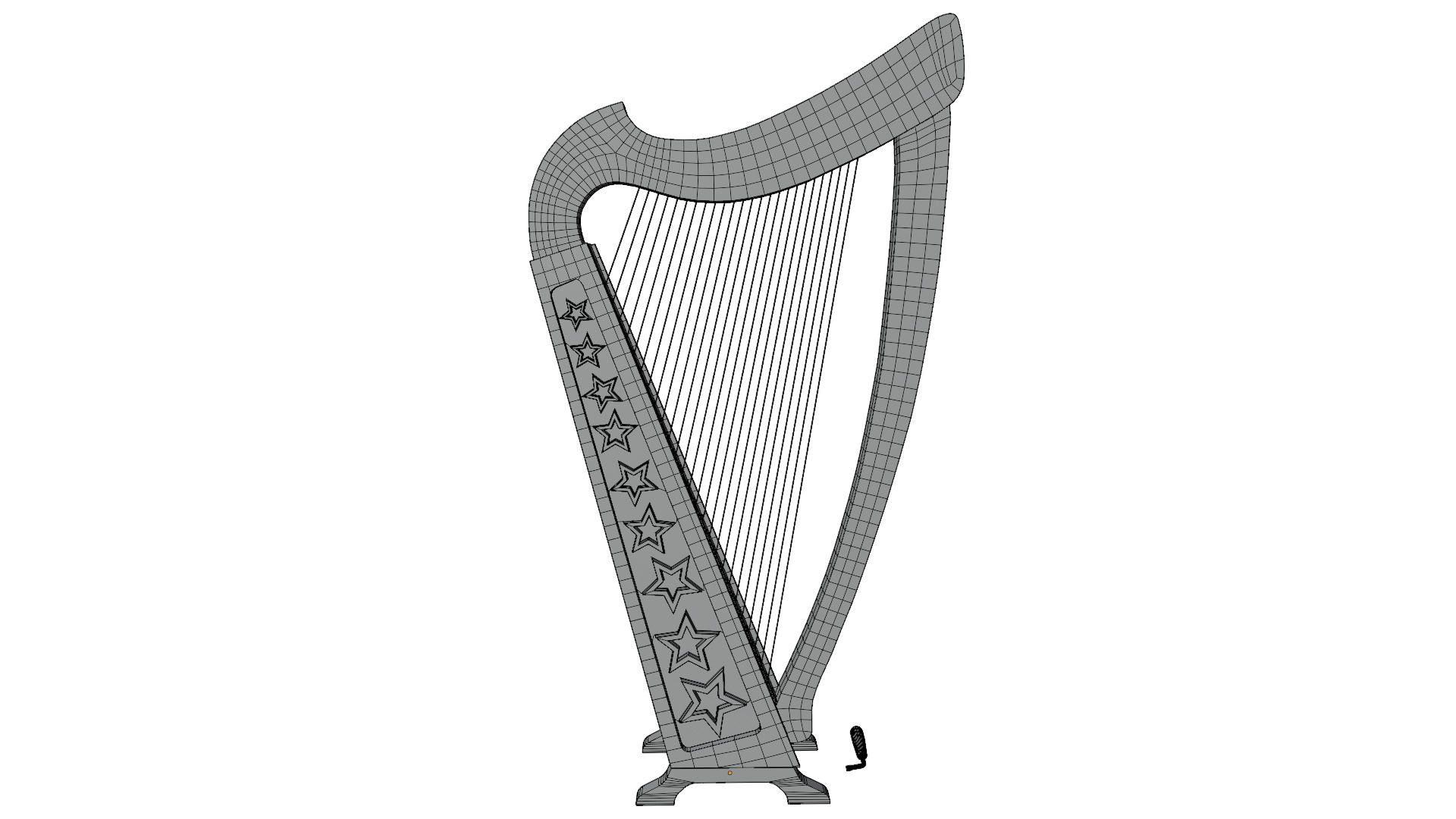 Celtic harp 3D model_14