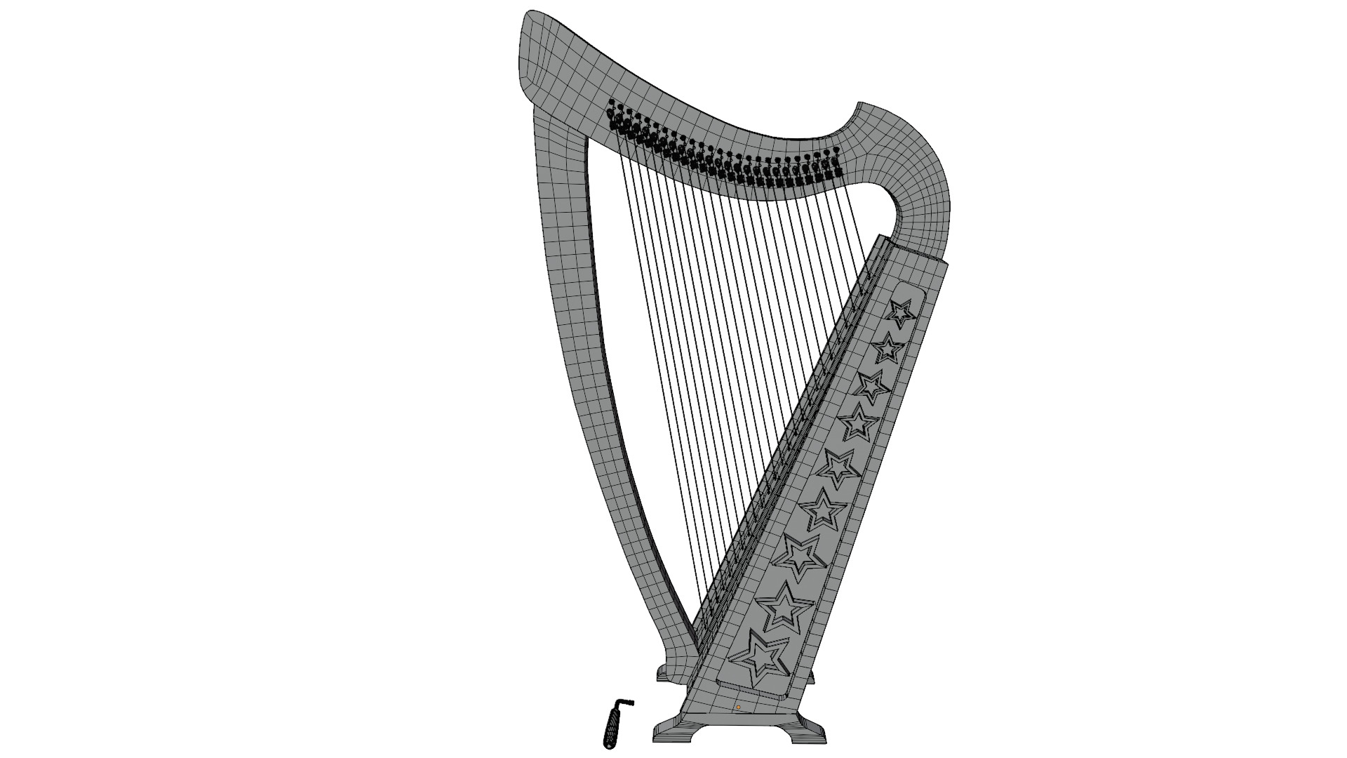 Celtic harp 3D model_10