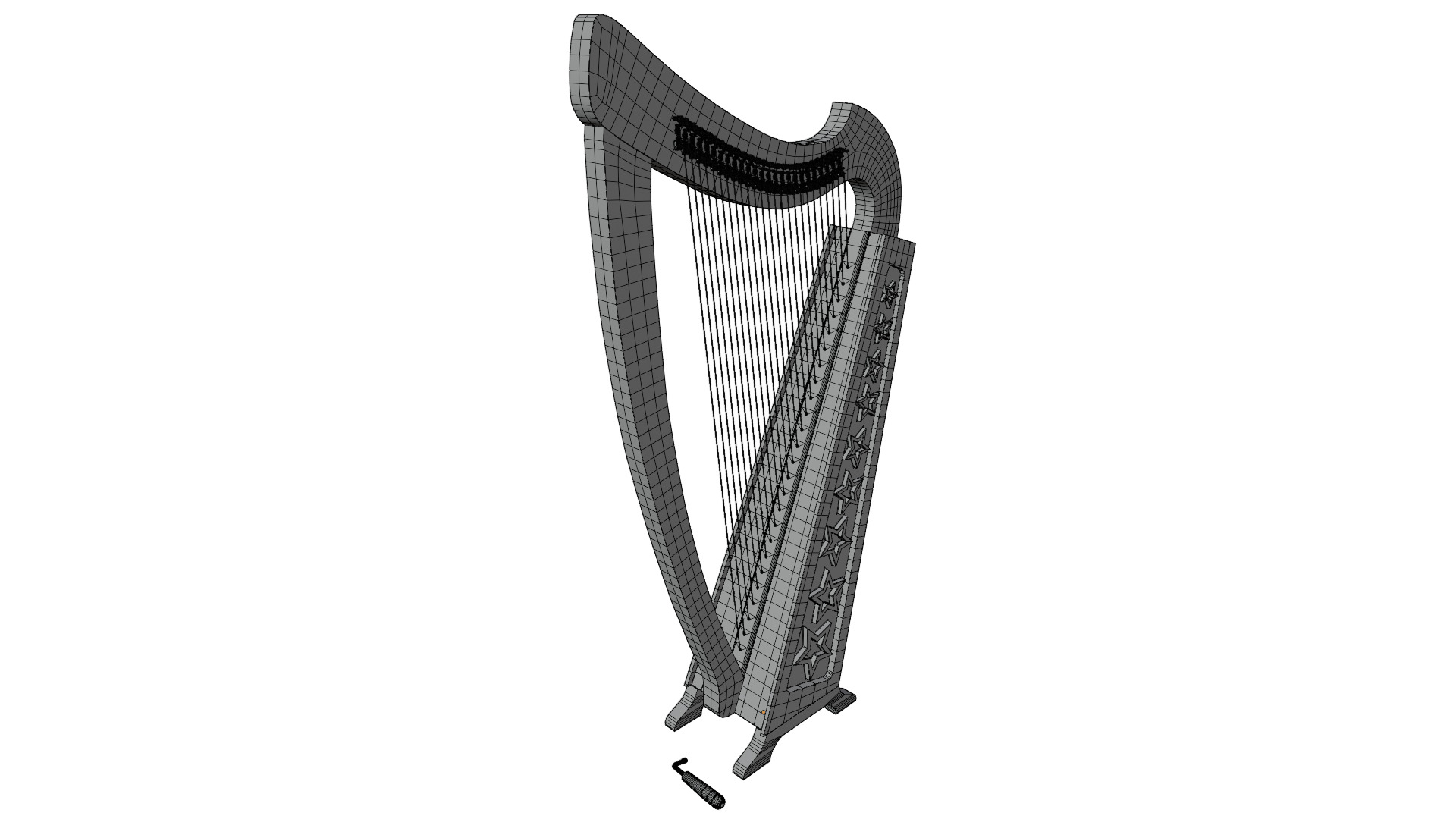Celtic harp 3D model_9