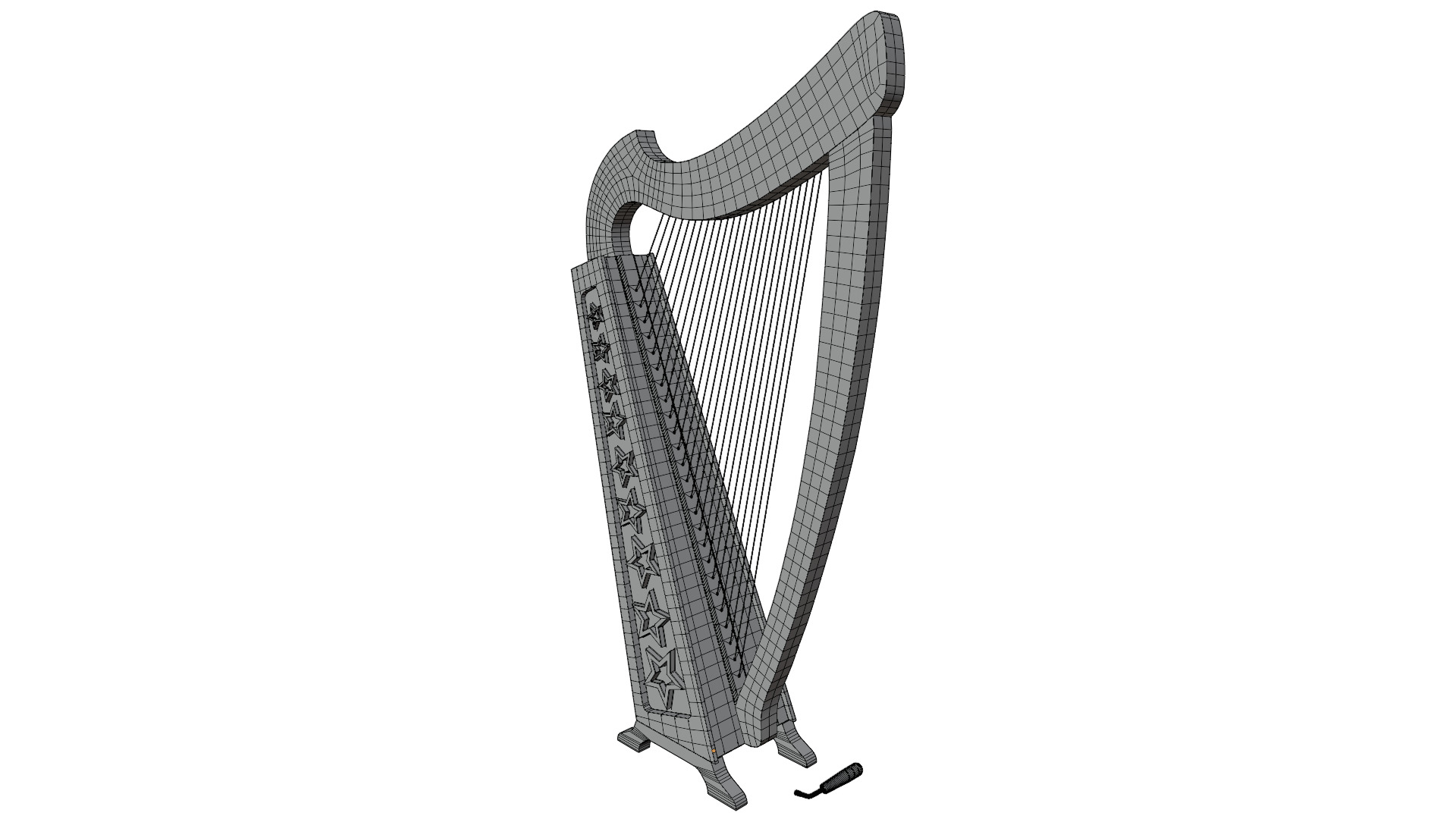 Celtic harp 3D model_15