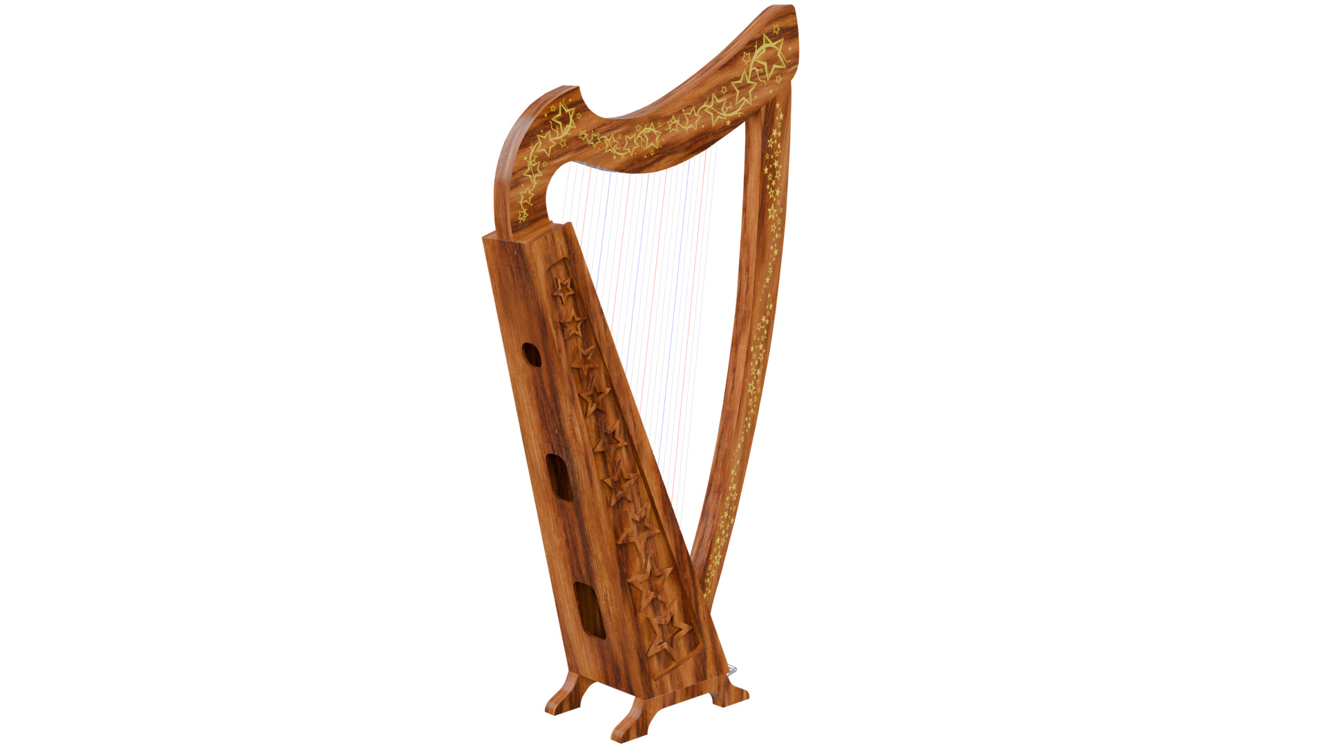 Celtic harp 3D model_4