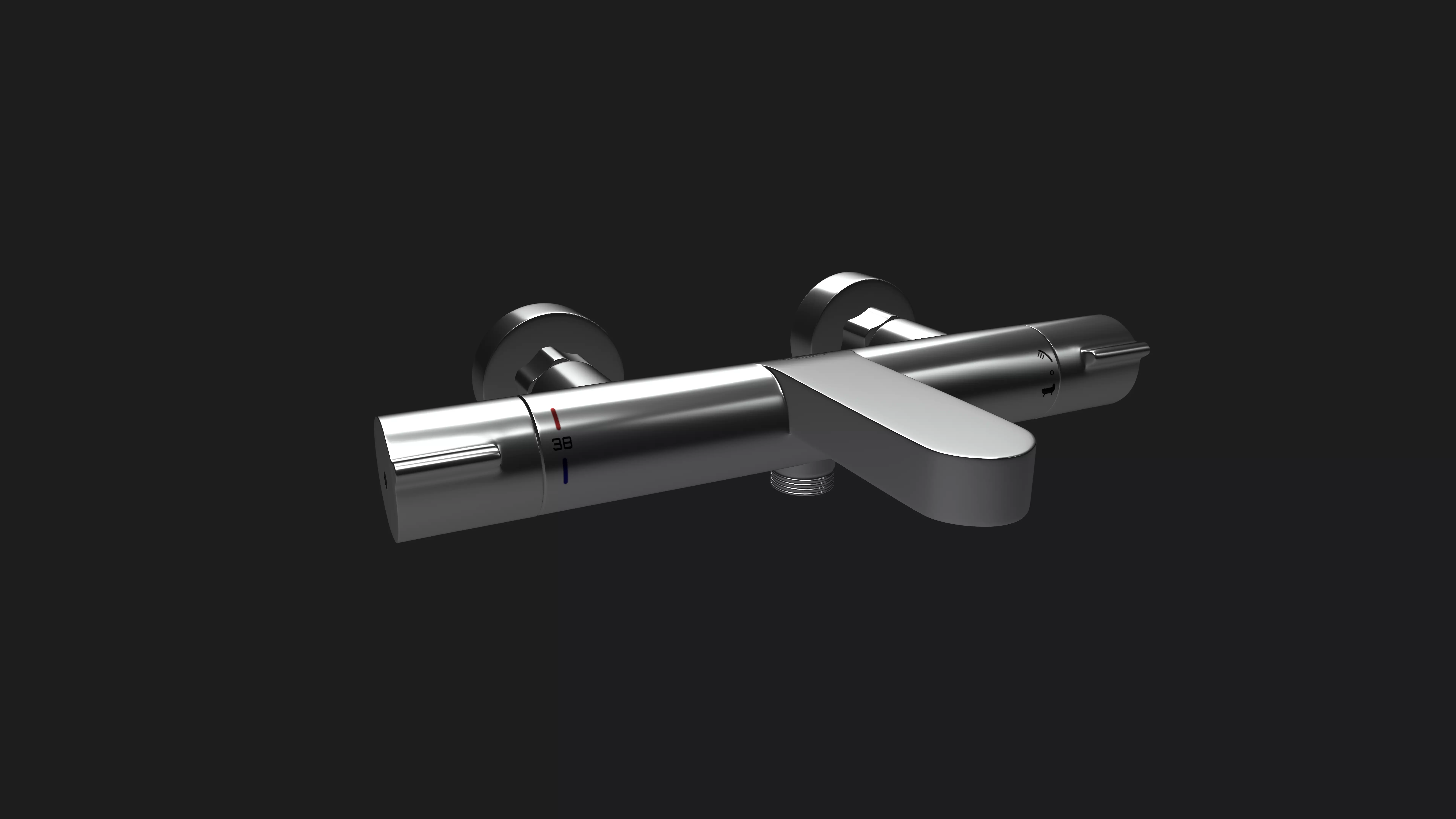  Thermostatic Shower Tap 3D Model Low-poly 3D model_0