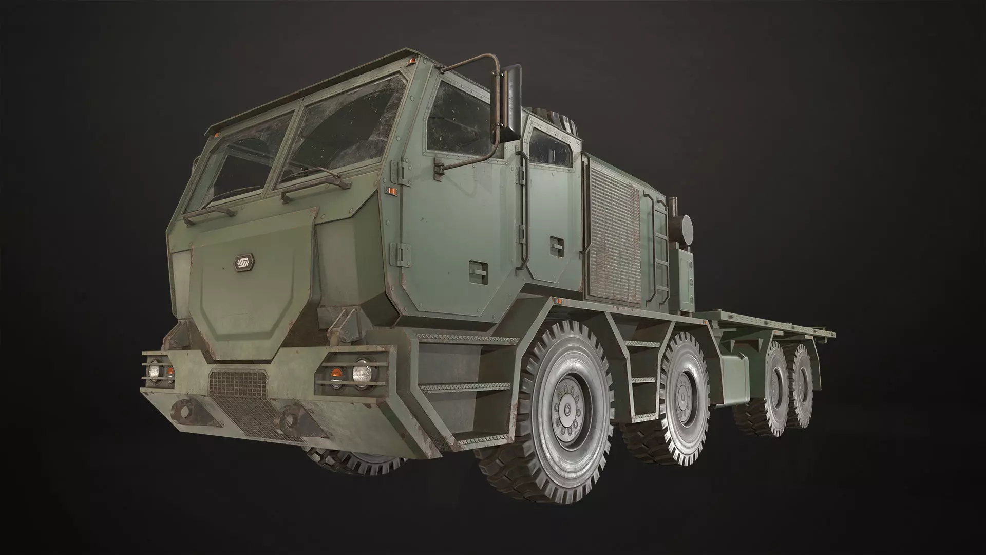 Heavy Military Truck V2 - Flatbed Low-poly 3D model