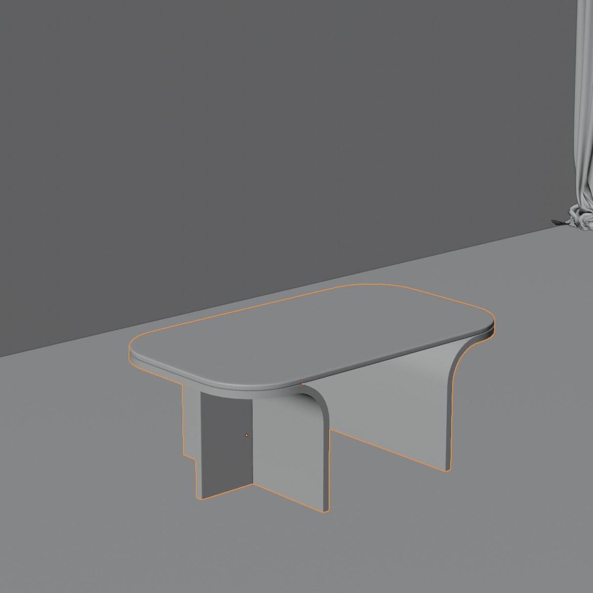 Modern Curved Wooden Coffee Table Low-poly 3D model_3