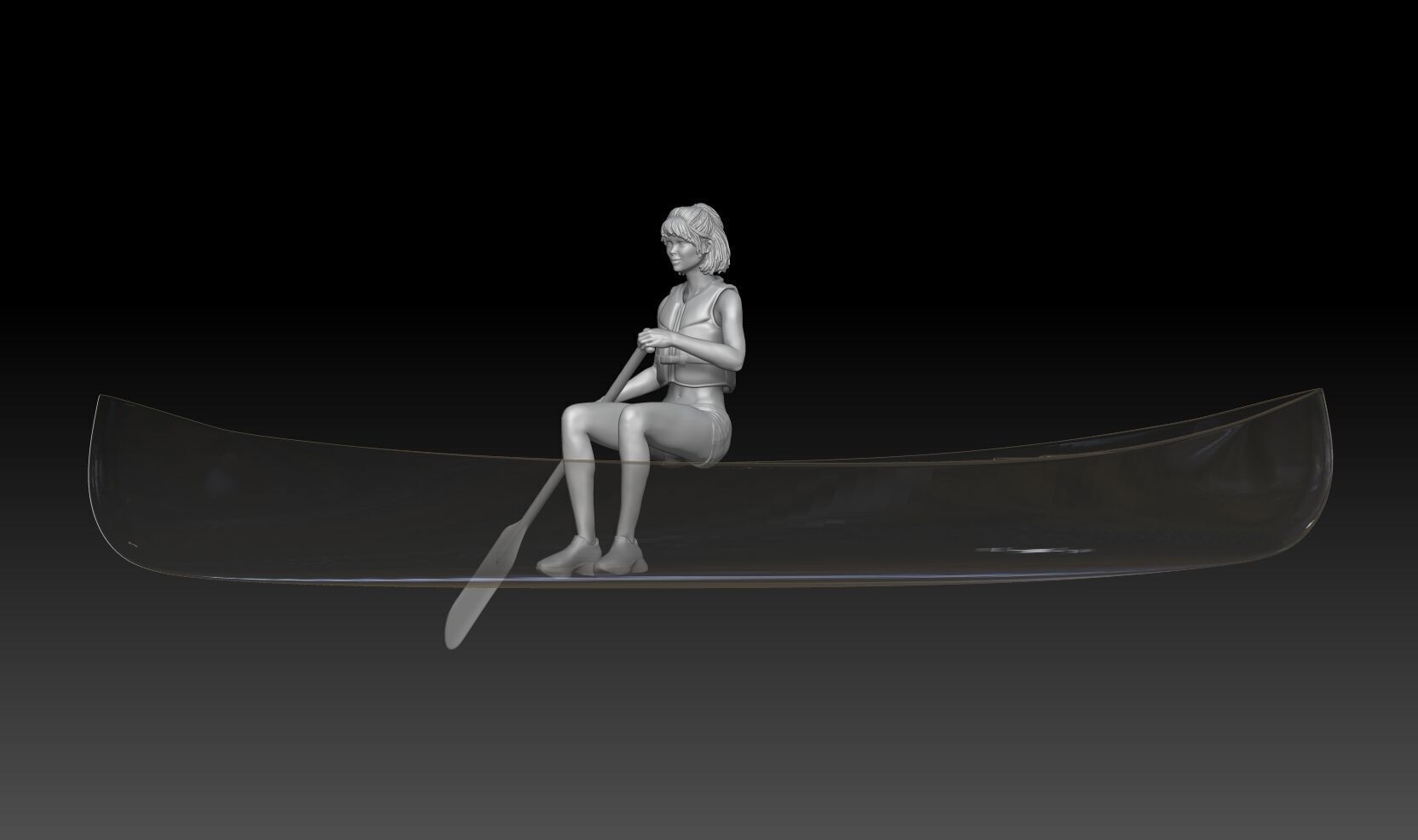 canoe girl 2 3D print model_1