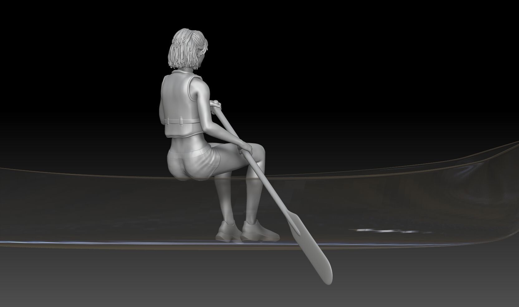 canoe girl 2 3D print model_3