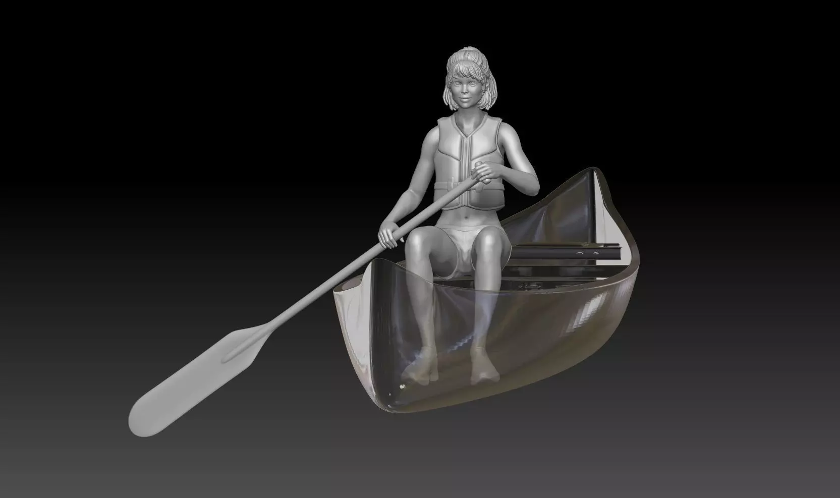canoe girl 2 3D print model_0