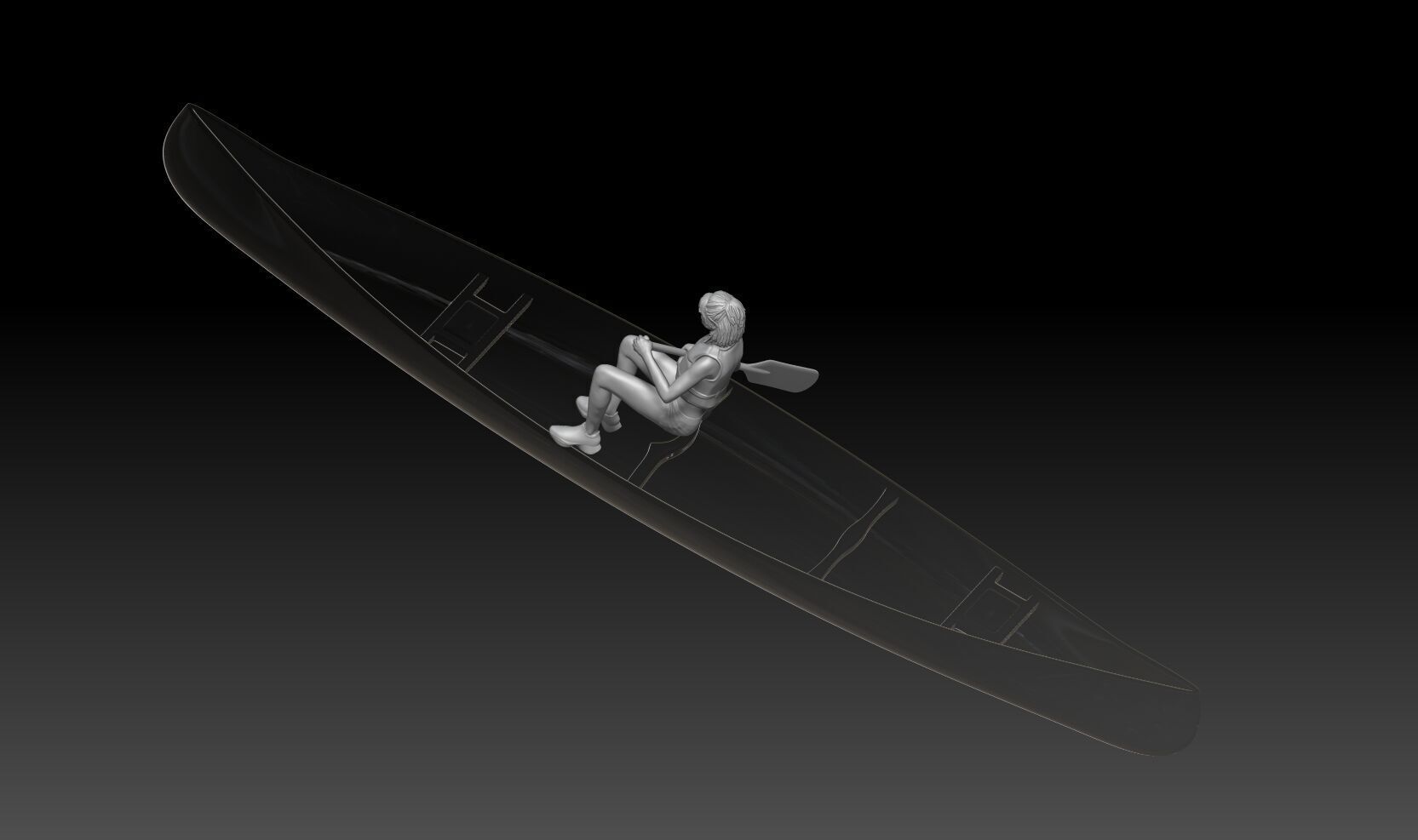 canoe girl 2 3D print model_2