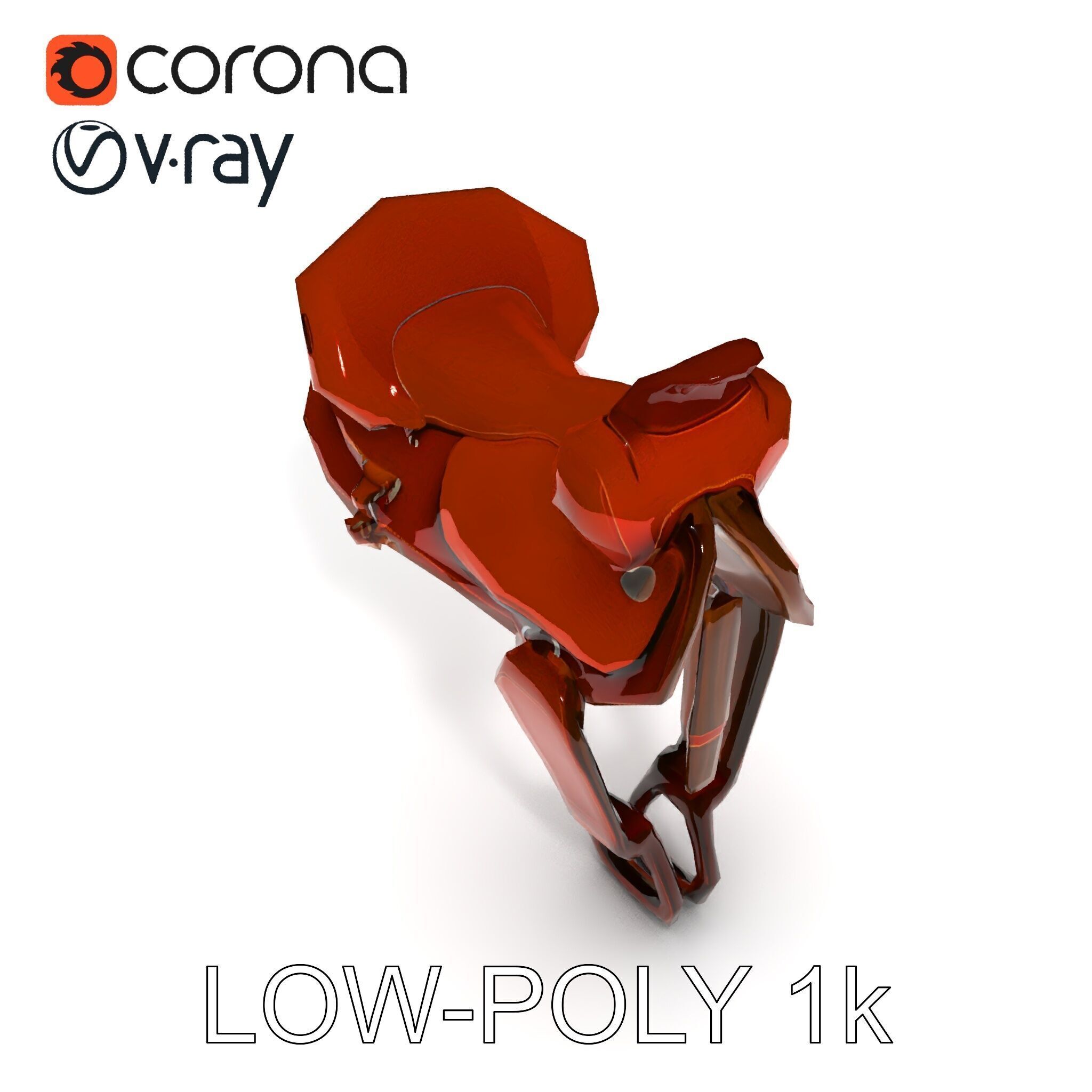 Western Saddle D Model Pack Low-poly 3D model_13