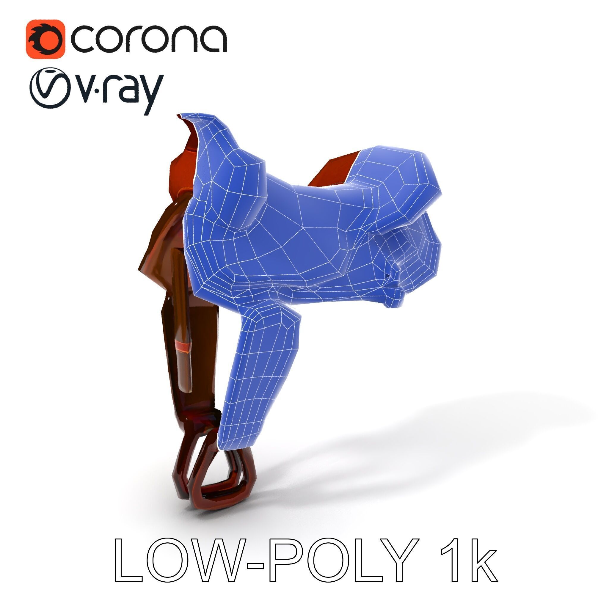Western Saddle D Model Pack Low-poly 3D model_20