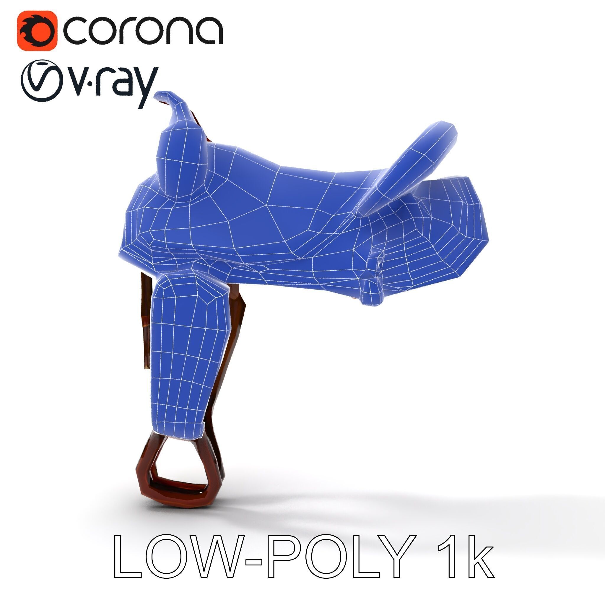 Western Saddle D Model Pack Low-poly 3D model_16