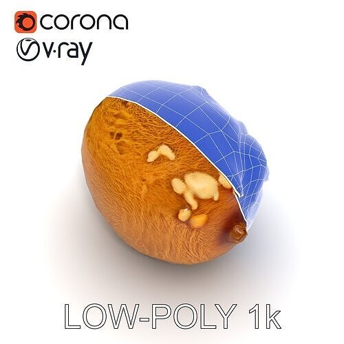 Rotten Kiwi Fruit with Mold Texture Model Pack Low-poly 3D model 7