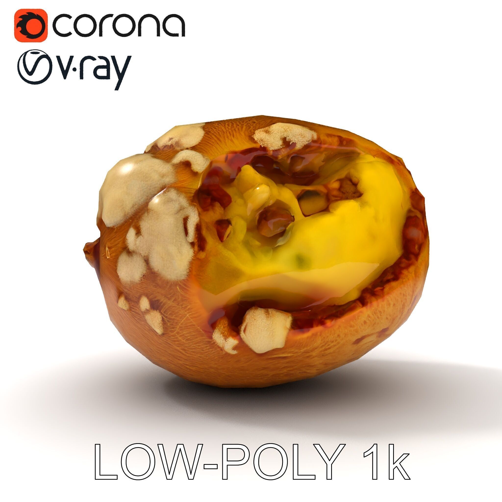 Rotten Kiwi Fruit with Mold Texture Model Pack Low-poly 3D model_19
