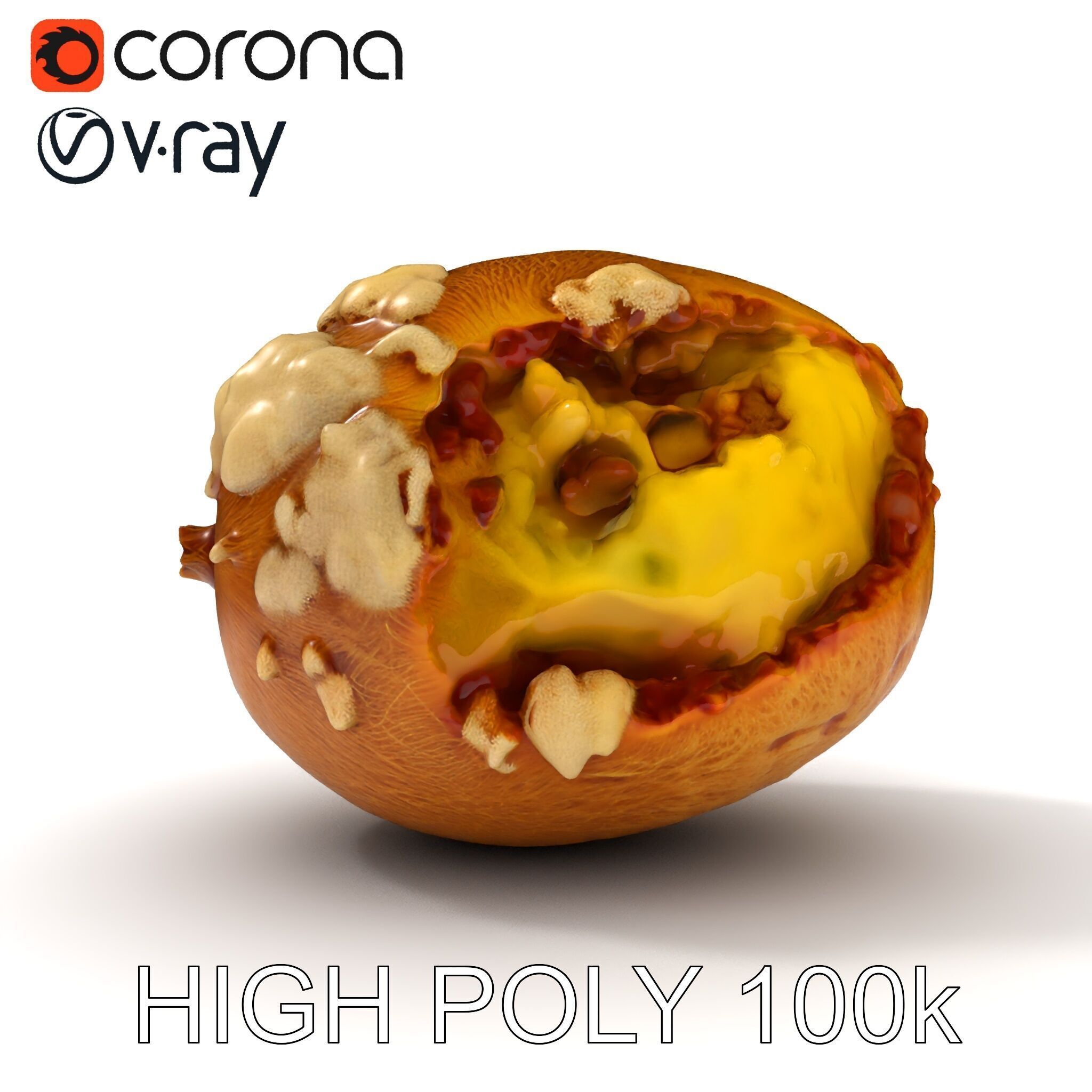 Rotten Kiwi Fruit with Mold Texture Model Pack Low-poly 3D model_35