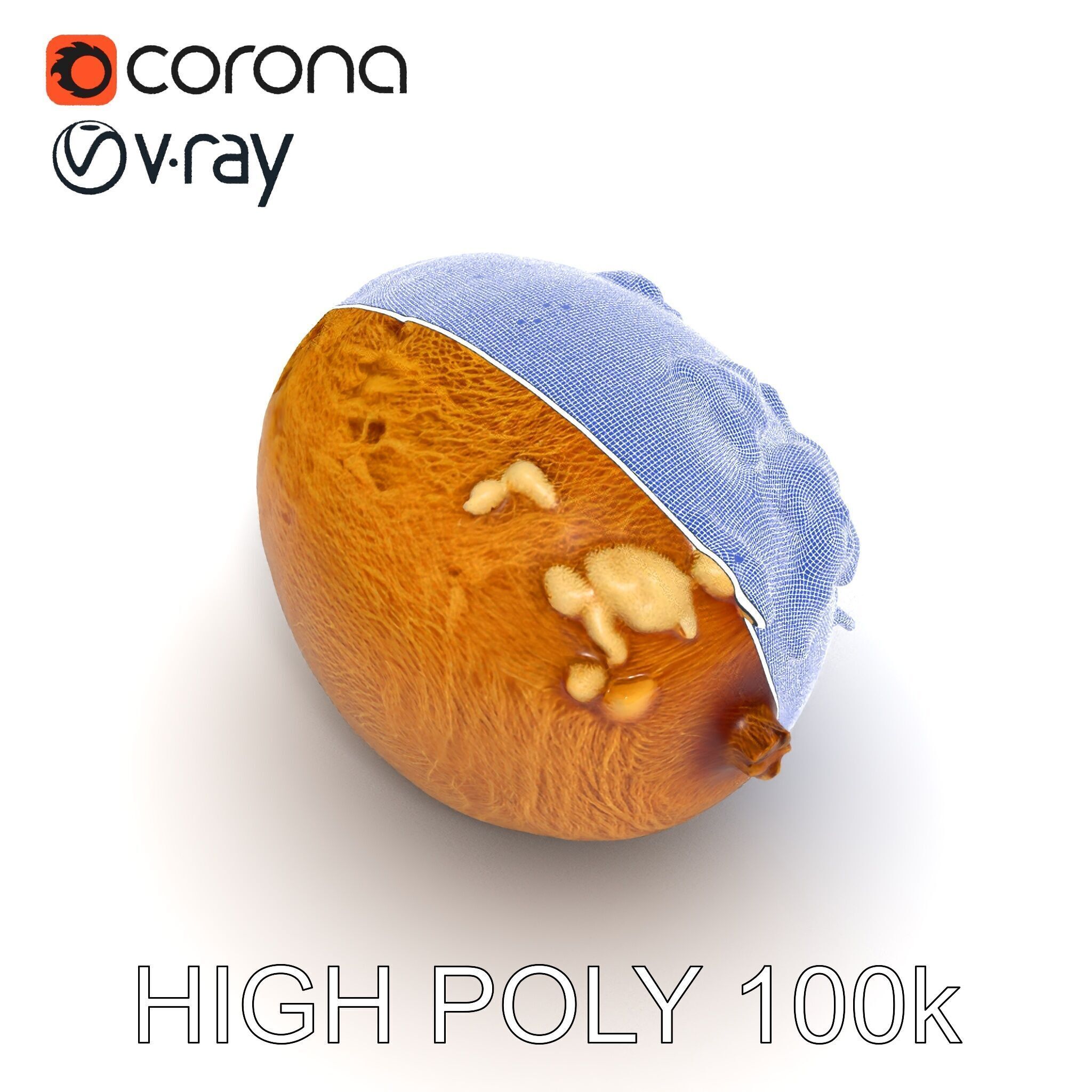 Rotten Kiwi Fruit with Mold Texture Model Pack Low-poly 3D model_8