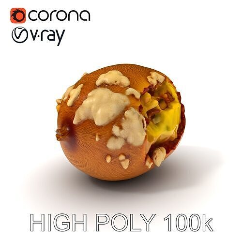 Rotten Kiwi Fruit with Mold Texture Model Pack Low-poly 3D model 3