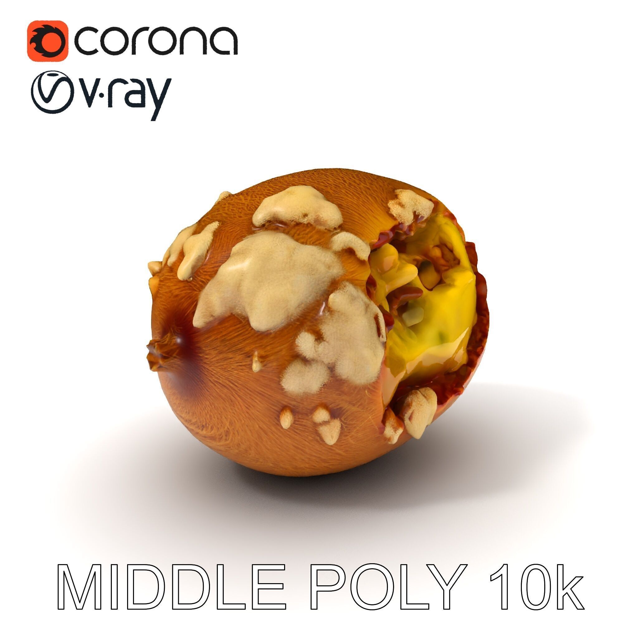Rotten Kiwi Fruit with Mold Texture Model Pack Low-poly 3D model_26