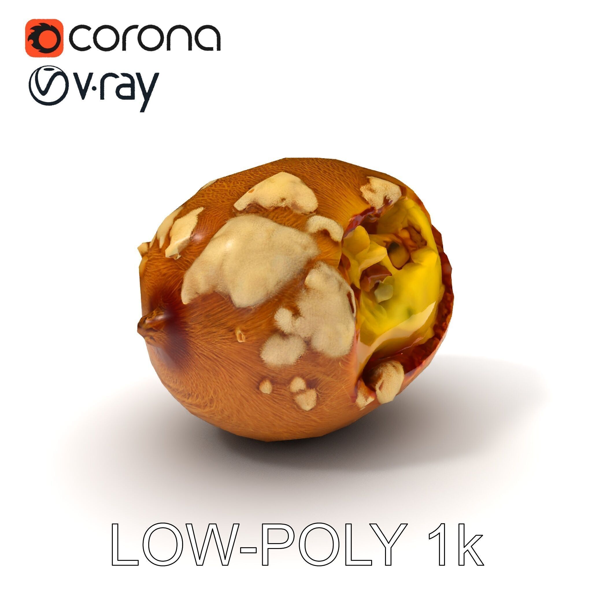 Rotten Kiwi Fruit with Mold Texture Model Pack Low-poly 3D model_33