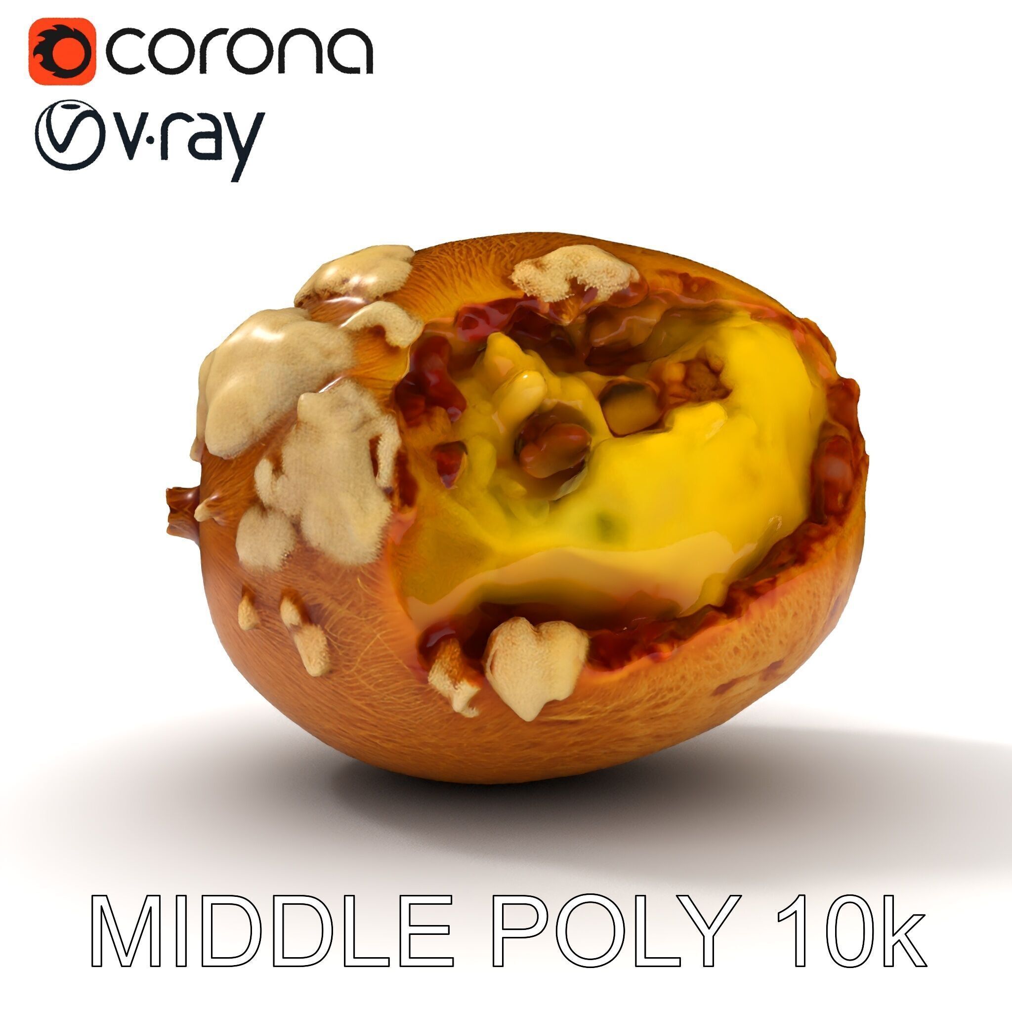 Rotten Kiwi Fruit with Mold Texture Model Pack Low-poly 3D model_32