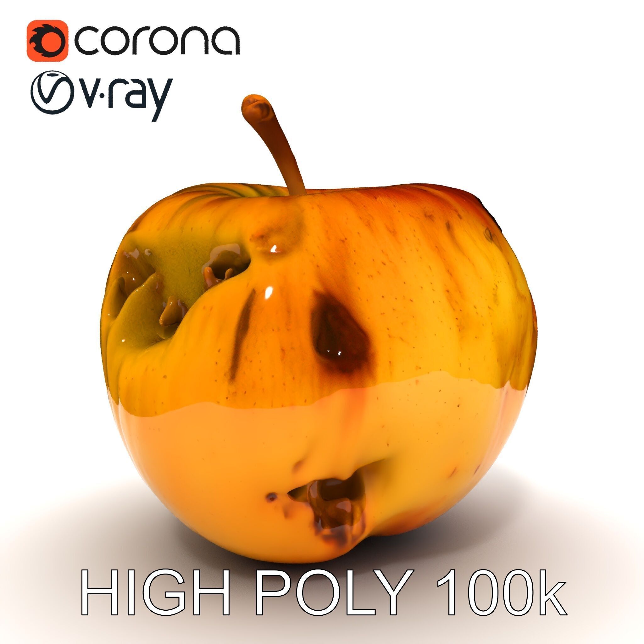 Realistic Bruised Apple D Model Pack Low-poly 3D model_14